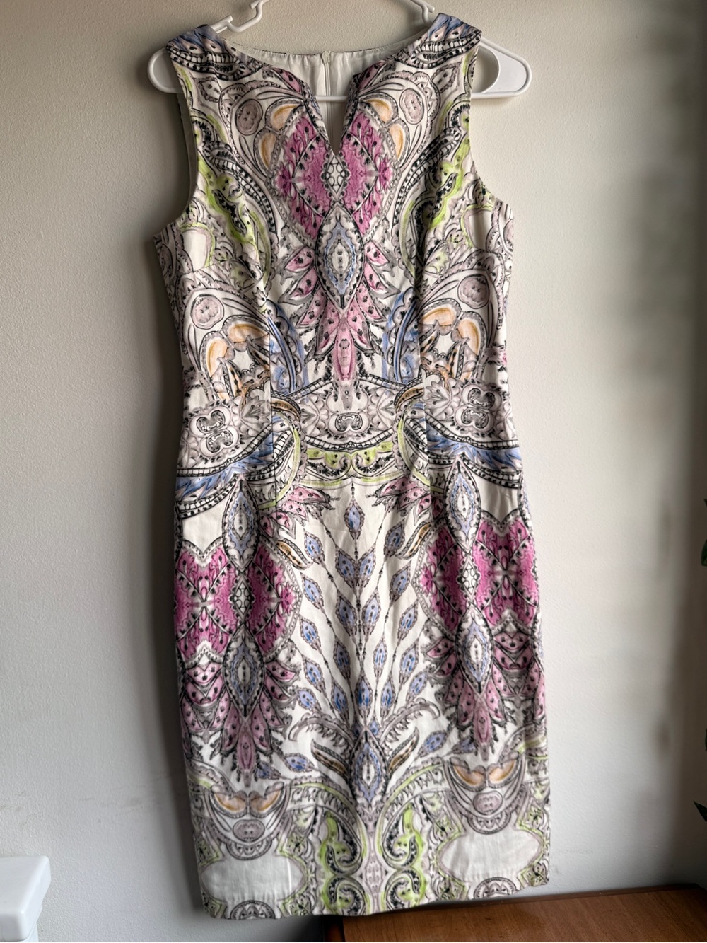David Meister Multicolor Paisley Floral Sleeveless Sheath Dress Size 4